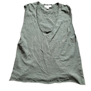 Treasure & Bond Women's Tank Top S Olive Green 100% Cotton Sleeveless Scoop Neck